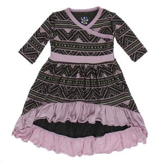KicKee Pants Print Long Sleeve HiLo Maxi Dress, African Pattern