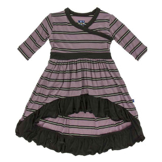 KicKee Pants Print Long Sleeve HiLo Maxi Dress, Elderberry Kenya Stripe