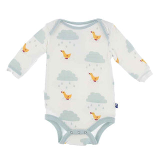 KicKee Pants Print Long Sleeve One Piece - Natural Puddle Duck