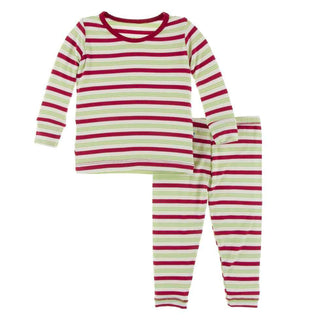 KicKee Pants Print Long Sleeve Pajama Set - 2020 Candy Cane Stripe