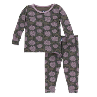 KicKee Pants Print Long Sleeve Pajama Set, African Violets