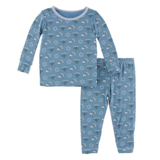 KicKee Pants Print Long Sleeve Pajama Set - Blue Moon Hanukkah