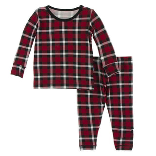KicKee Pants Print Long Sleeve Pajama Set - Crimson 2020 Holiday Plaid