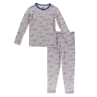 KicKee Pants Print Long Sleeve Pajama Set - Feather Heroes in the Air