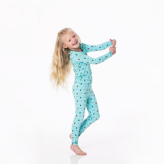 KicKee Pants Print Long Sleeve Pajama Set - Iceberg Holiday Lights WCA22