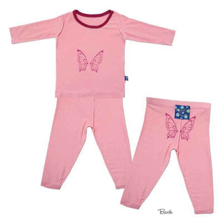 KicKee Pants Print Long Sleeve Pajama Set, Lotus with Berry Butterfly