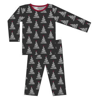 KicKee Pants Print Long Sleeve Pajama Set - Midnight Foil Tree