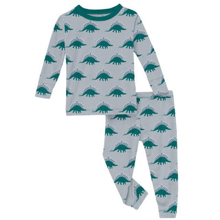 KicKee Pants Print Long Sleeve Pajama Set - Pearl Blue Menorahsaurus