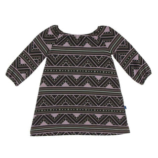 KicKee Pants Print Long Sleeve Peasant Dress, African Pattern
