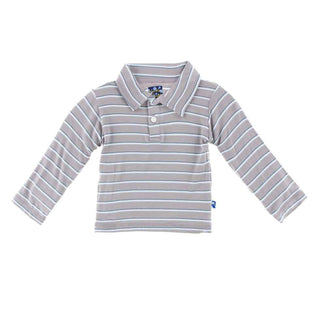 KicKee Pants Print Long Sleeve Polo Shirt, Boy Parisian Stripe