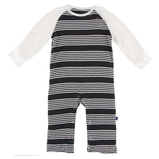 Print Bamboo Long Sleeve Raglan Romper - Zebra Agriculture Stripe Baby One-Pieces