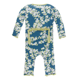 Print Muffin Ruffle Coverall (Snaps) - Peacock Tree CanopyKicKee PantsSize: 3-6 Months