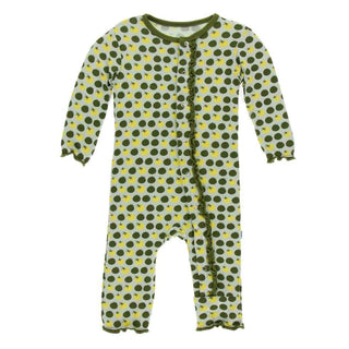KicKee Pants Print Muffin Ruffle Coverall with Snaps - Aloe Tomatoes