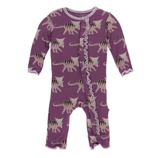 KicKee Pants Print Muffin Ruffle Coverall with Snaps - Amethyst Kosmoceratops