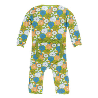 KicKee Pants Print Muffin Ruffle Coverall with Snaps - Beach Umbrellas