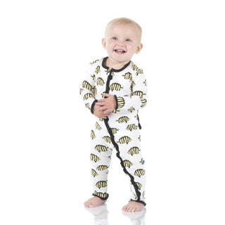 KicKee Pants Print Muffin Ruffle Coverall with Snaps - Butterflyfish