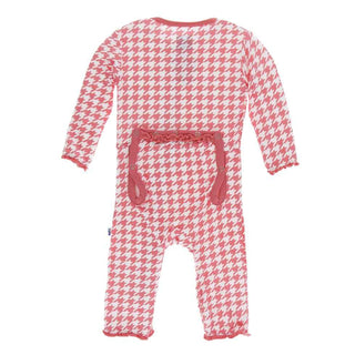 KicKee Pants Print Muffin Ruffle Coverall with Snaps - English Rose Houndstooth