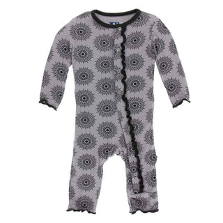 Print Bamboo Muffin Ruffle Coverall with Snaps - Feather Mandala Baby & Toddler Sleepwear