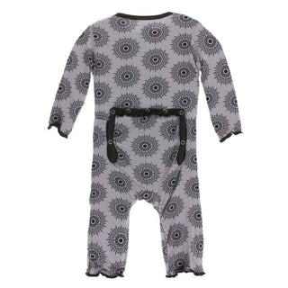 Print Bamboo Muffin Ruffle Coverall with Snaps - Feather Mandala Baby & Toddler Sleepwear