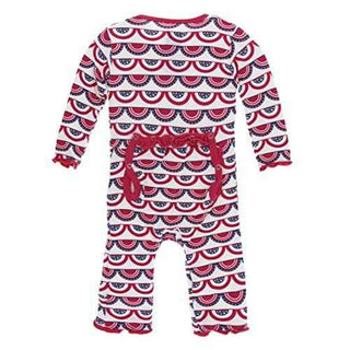 KicKee Pants Print Muffin Ruffle Coverall with Snaps - Flag Swag