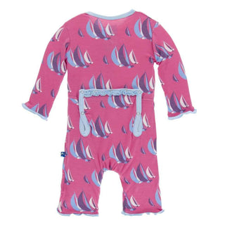 KicKee Pants Print Muffin Ruffle Coverall with Snaps - Flamingo Sailing Race