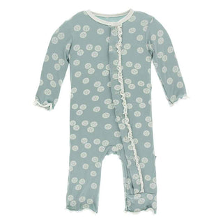 KicKee Pants Print Muffin Ruffle Coverall with Snaps - Jade Sand Dollar