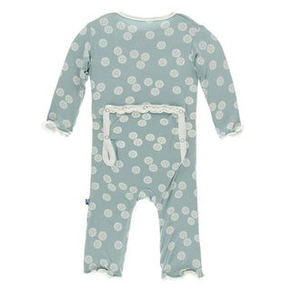 KicKee Pants Print Muffin Ruffle Coverall with Snaps - Jade Sand Dollar