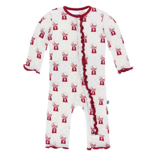 KicKee Pants Print Muffin Ruffle Coverall with Snaps - Natural Gumball Machine
