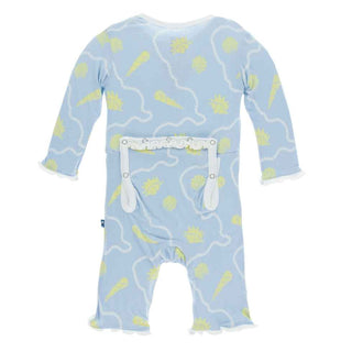 KicKee Pants Print Muffin Ruffle Coverall with Snaps - Pond Shells