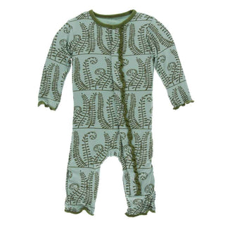 KicKee Pants Print Muffin Ruffle Coverall with Snaps - Shore Ferns