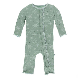 KicKee Pants Print Muffin Ruffle Coverall with Snaps - Shore Snowflakes