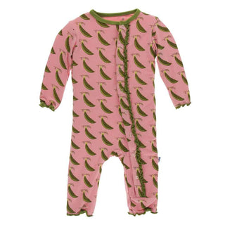 KicKee Pants Print Muffin Ruffle Coverall with Snaps - Strawberry Sweet Peas