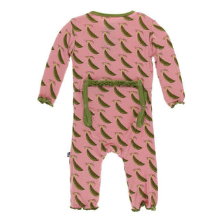 KicKee Pants Print Muffin Ruffle Coverall with Snaps - Strawberry Sweet Peas