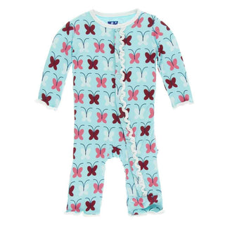KicKee Pants Print Muffin Ruffle Coverall with Snaps - Tallulahs Butterfly