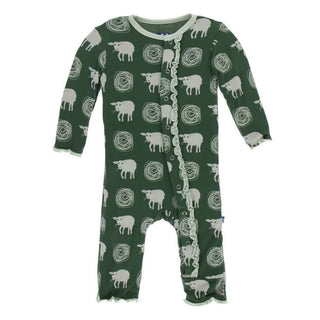KicKee Pants Print Muffin Ruffle Coverall with Snaps - Topiary Tuscan Sheep
