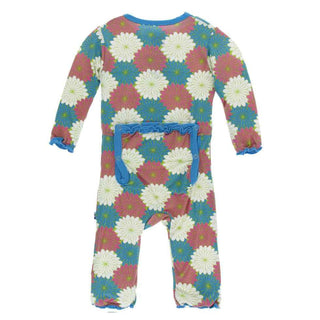 KicKee Pants Print Muffin Ruffle Coverall with Snaps - Tropical Flowers