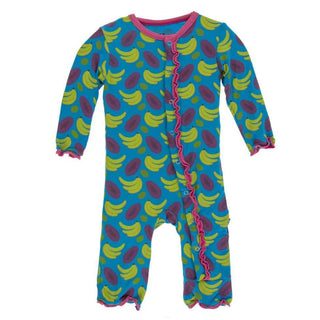 KicKee Pants Print Muffin Ruffle Coverall with Snaps - Tropical Fruit