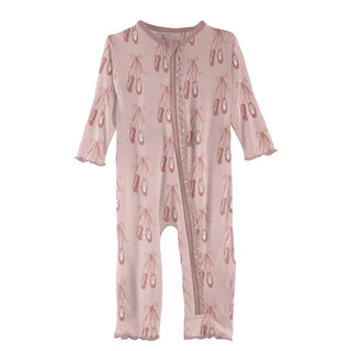 KicKee Pants Print Muffin Ruffle Coverall with Zipper - Baby Rose Ballet