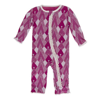 KicKee Pants Print Muffin Ruffle Coverall with Zipper - Berry Mountains