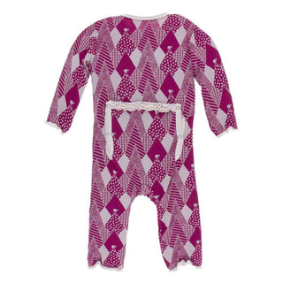 KicKee Pants Print Muffin Ruffle Coverall with Zipper - Berry Mountains