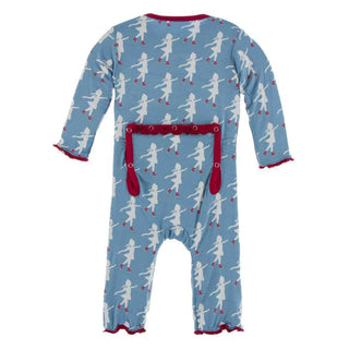 KicKee Pants Print Muffin Ruffle Coverall with Zipper - Blue Moon Ice Skater