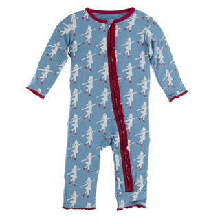 KicKee Pants Print Muffin Ruffle Coverall with Zipper - Blue Moon Ice Skater