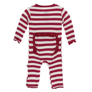 KicKee Pants Print Muffin Ruffle Coverall with Zipper - Candy Cane Stripe 2019