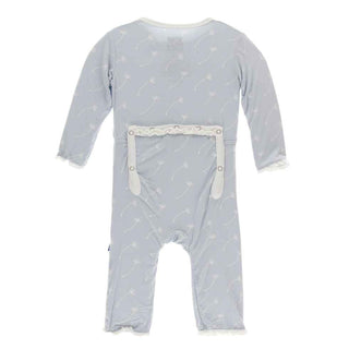 KicKee Pants Print Muffin Ruffle Coverall with Zipper - Dew Dandelion Seeds