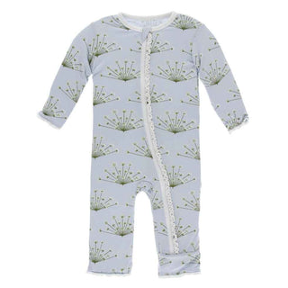 KicKee Pants Print Muffin Ruffle Coverall with Zipper - Dew Dill
