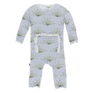 KicKee Pants Print Muffin Ruffle Coverall with Zipper - Dew Dill