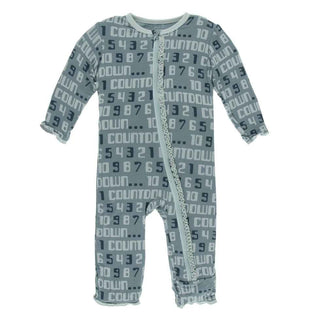 KicKee Pants Print Muffin Ruffle Coverall with Zipper - Dusty Sky Countdown