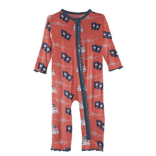 KicKee Pants Print Muffin Ruffle Coverall with Zipper - English Rose Travel Guide