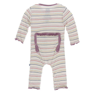 KicKee Pants Print Muffin Ruffle Coverall with Zipper - Everyday Heroes Multi Stripe
