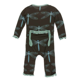 KicKee Pants Print Muffin Ruffle Coverall with Zipper - Giant Dragonfly